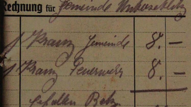 Rechnung für je einen Kranz der Gemeinde und der Feuerwehr für den "gefallenen Beetz" vom 18. Oktober 1942