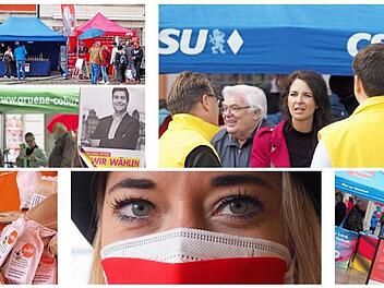 Kunterbunt ist die Wahlkampfwelt in der Coburger InnenstadtFotos: Chris Winter