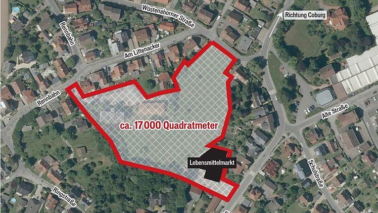 Jede Menge  Platz: Die unbebauten  Flächen in der Ahorner Ortsmitte könnten Platz für eine Weiterentwicklung  bieten.