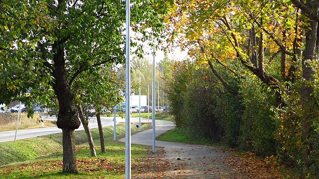 Die Masten f&uuml;r die Beleuchtung des Radweges zwischen Poxdorf und Effeltrich sind verankert worden. Foto: Dagmar Niemann