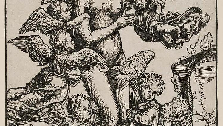 Lucas Cranach d. Ä. (1472 - 1553): Heilige Maria Magdalena von Engeln zum Himmel erhoben, 1506, HolzschnittFoto: Kunstsammlungen der Veste Coburg