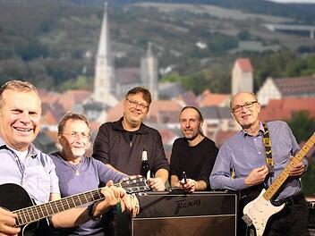 Gerhard Schubert, Hubert Götz, Andreas Halboth, Steffen Wüst und Hans Beudert sind den Bodygards und sind beim Saturday Night Special am 18. Juni im Schlosshof mit dabei. Foto: Heike Beudert