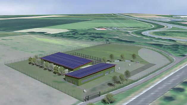 Dieser Entwurf des Hochbauamts des Landkreises Ha&szlig;berge zeigt das geplante Tierheim bei Zell nahe der Autobahn. Durch einen Stahlhallenbau, wie er in der Industrie &uuml;blich ist, will der Landkreis die Kosten niedrig halten. Der Bauausschuss des Kreistages befasste sich mit dem Vorhaben. Grafik-Entwurf: Landratsamt Ha&szlig;berge