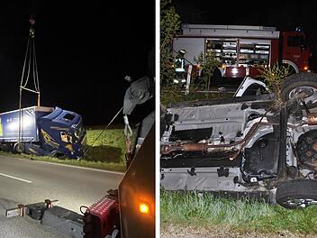 Lichtenau: Lkw rammt Auto bei Chaosfahrt - Frau in Wagen eingeklemmt