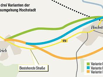 Wenn es nach der Gemeinde Hochstadt geht, soll es die Südvariante nicht werden. Grafik: Tanja Friedrich