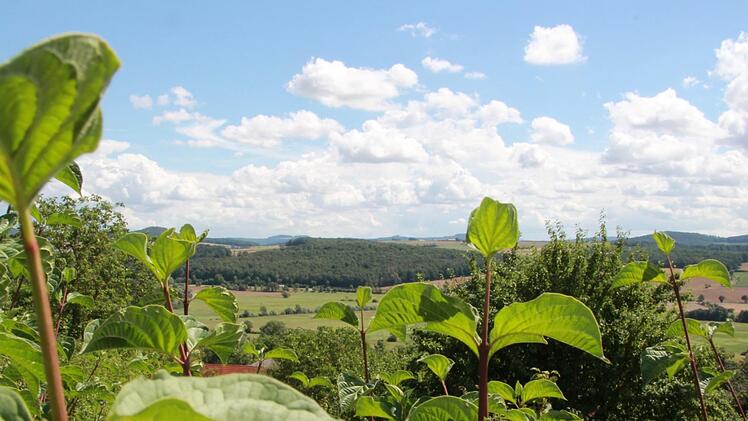 Der Ausblick von einem oberen Teil des Dorfes der Gemeinde Itzgrund in Richtung Südosten. Ellen Mützel
