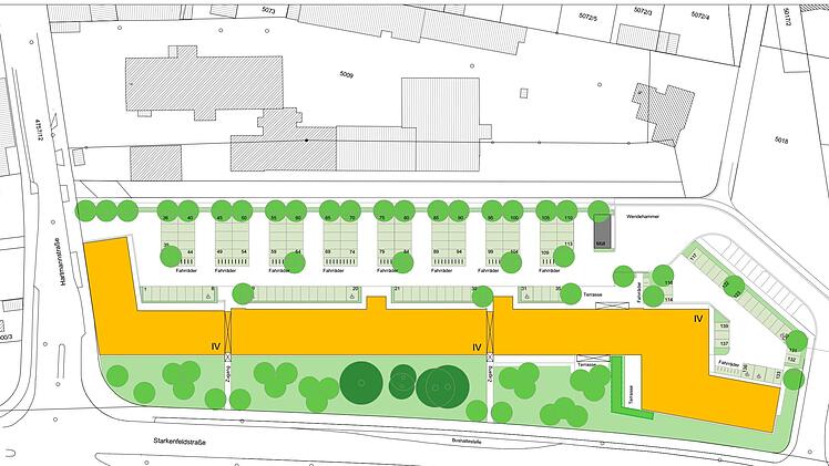 Lageplan des geplanten Gebäudes an der Starkenfeldstraße in Bamberg  Quelle: Floth Real Estate