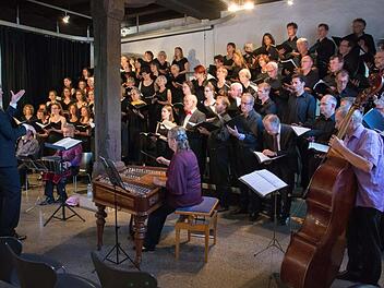 Ein beeindruckendes Konzert im Rahmen der deutsch-französischen Freundschaft gaben der Chor "Ripitiki" und das Quartett "Quatuor barbaroque" aus dem Département Drôme aus Frankreich, der Oratorienchor Würzburg und Mitglieder der Kantorei Haßberge unter der Gesamtleitung von Matthias Göttemann in der Rathaushalle in Haßfurt. Foto: Ulrike Langer