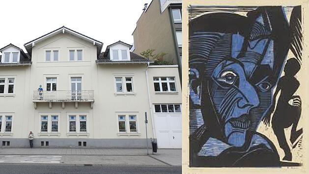 Das Geburtshaus von Ernst Ludwig Kirchner, rechts im Selbstporträt "Melancholie der Berge".