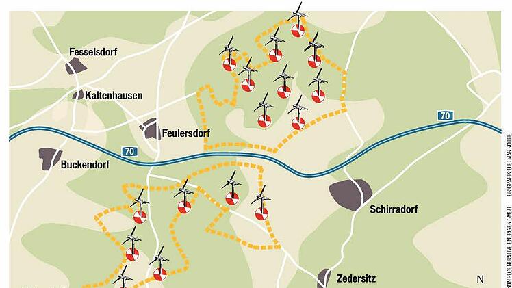 Windkraft und Photovoltaik boomen im Landkreis  Kulmbach. Allein  an  der A  70  sind weitere 16 Windräder geplant.