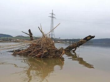 Südlich von Lahm: Das Hochwasser hat reichlich Material zurückgelassen.