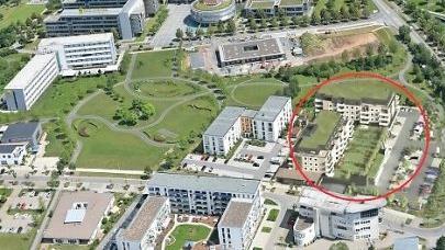 Die Grafik zeigt, wie sich die Planer den Mix aus Nahversorgungszentrum und Wohnungen vorstellen (Kreis).