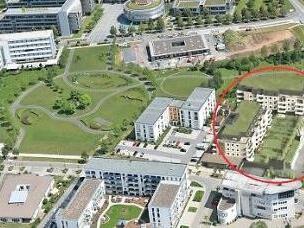 Die Grafik zeigt, wie sich die Planer den Mix aus Nahversorgungszentrum und Wohnungen vorstellen (Kreis).