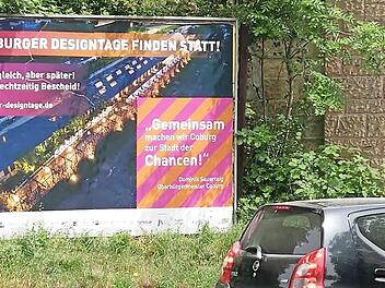 Die Gestaltung orientiert sich an den Wahlplakaten des neuen Oberbürgermeisters: Das Coburger Designforum Oberfranken verspricht Ersatz für die Designtage. Foto: Simone Bastian