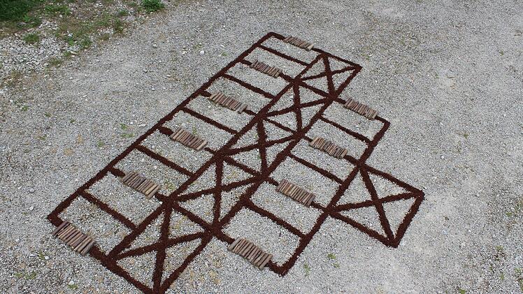 Umspannwerk, 270 x 180cm, Samen vom Sauerampfer, Holz vom Haselnussstrauch
