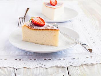 Himmlisch fluffiger Käsekuchen.