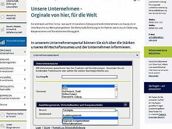 35 Unternehmen haben sich bereits für die Ferienjobbörse im Unternehmensportal des Landkreises Coburg registriert Screenshot