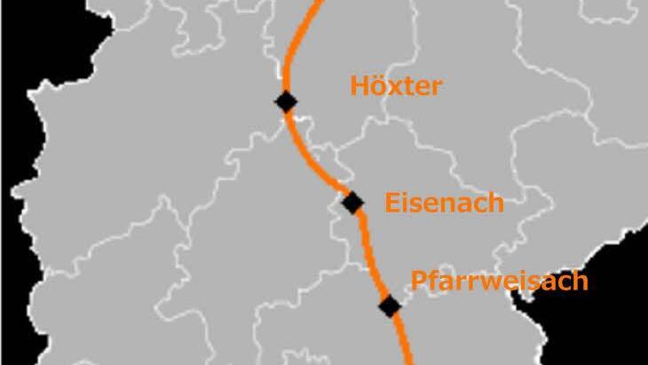 Quer durch Deutschland, auf einer Länge von 1.010 Kilometern laufen vom 7. Bis 14 Mai zehn Feuerwehrmänner zugunsten der Deutschen Krebshilfe. Unser Bild zeigt die jeweiligen Etappenziele.