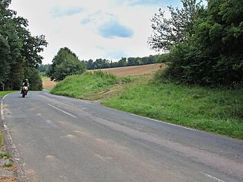 Eine Geländekuppe an der Kreisstraße HAS 51 zwischen Ebern und der Abzweigung nach Losbergsgereuth sorgt für Diskussionen zwischen der Stadt, dem Landratsamt und der Forstverwaltung. Foto: Helmut will
