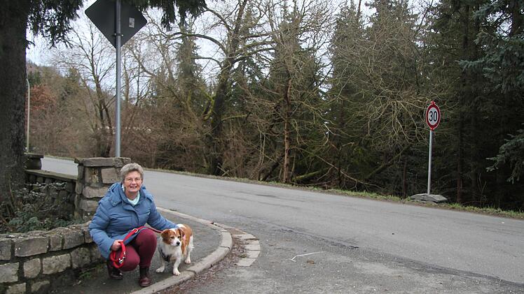Ute Zeitler geht regelmäßig mit ihrem Hund spazieren, zur Rushhour vermeidet sie den Gassigang. Einige Autofahrer rauschen mit mehr als Tempo 100 durch das Wohngebiet. Foto: Sonny Adam