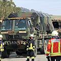 Ein Konvoi der US-Armee hatte am Dienstagnachmittag einen Unfall auf der A6 im Kreis Nürnberger Land. Foto: NEWS5 / Schmelzer