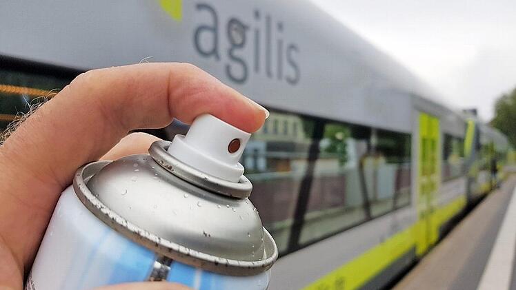 Unbekannte haben in der Nacht zum Dienstag großflächige Graffiti auf Schienenbusse in Ebern und Lichtenfels gesprüht. Foto: Eckehard Kiesewetter