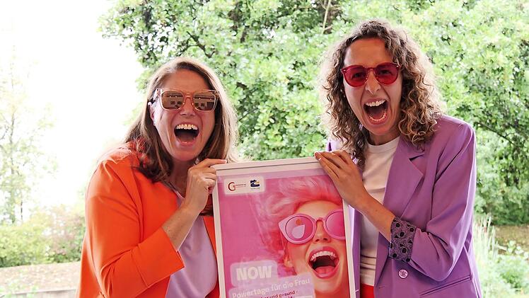 Julia Lang von der Gesundheitsf&ouml;rderung und Gleichstellungsbeauftragte Tanja B&auml;cher-S&uuml;rgers (links) werben f&uuml;r mehr Bewusstsein zum Thema Frauengesundheit.