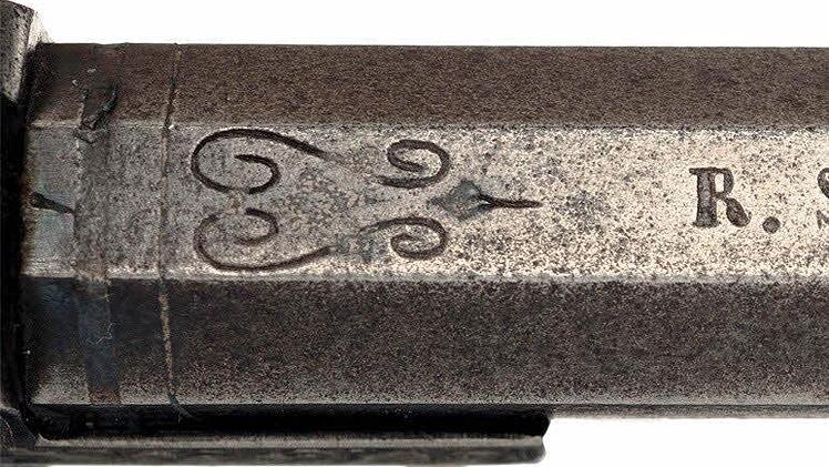 Schriftzug auf Haßfurter Revolverlauf Eine Rarität