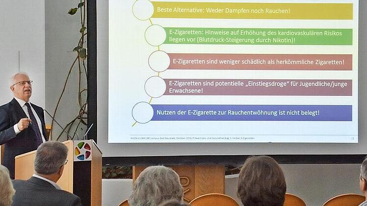 Ein interessantes Thema hatte sich Professor Dr. med. Sebastian Kerber vorgenommen. "Ich rauche nicht, ich dampfe nur - geht die E-Zigarette nicht aufs Herz?"  Foto: Hanns Friedrich
