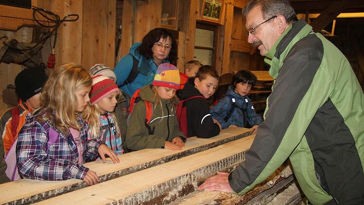 Sepp Madl erklärt, wie man erkennt, wie alt die Bäume sind .