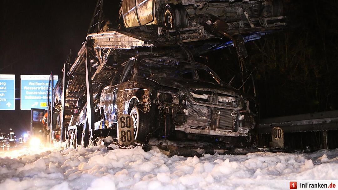 Lkw fängt auf A6 bei Herriden Feuer