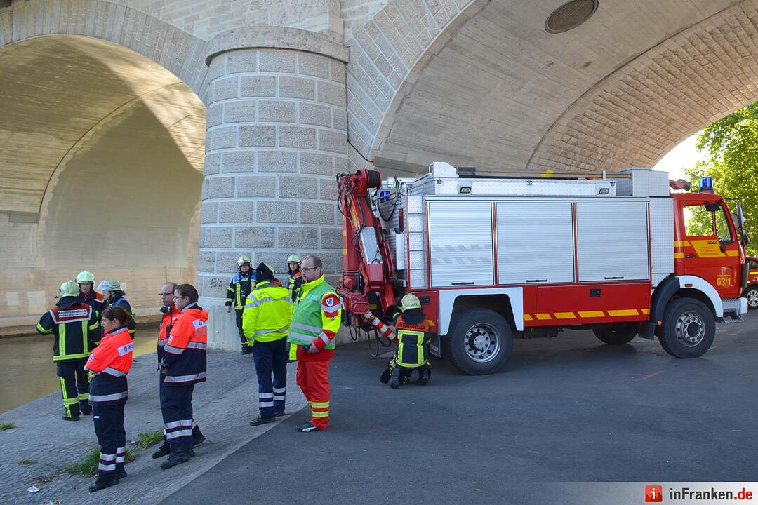 Auto geht im Main in Würzburg unter