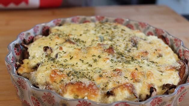 Überbackene Kartoffel-Pilz-Pfanne