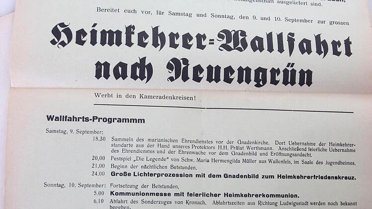 Plakat für die Heimkehrer-Wallfahrt 1950  Repro: Friedwald Schedel