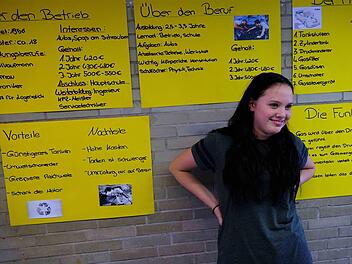 Mareike von der 8. Klasse der Hammelburger Mittelschule präsentierte den Beruf Mechatronik anhand von einem Gastank-Einbau in einem Hammelburger KFZ-Betrieb. Fotos: Gerd Schaar