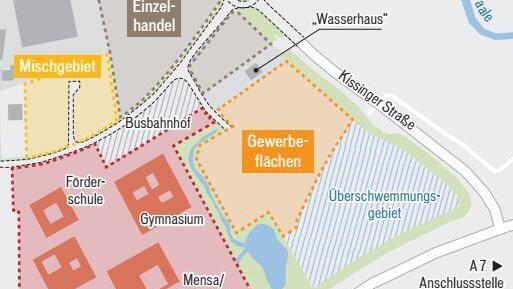 So sieht die Bauleitplanung für den Bereich Hochstein-Süd aus: Das künftige Schulzentrum macht etwa die Hälfte des Geländes aus.