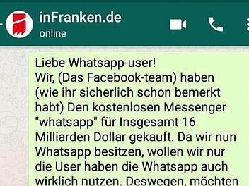 Auf WhatsApp kursieren immer wieder Kettenbriefe, die nichts Gutes verheisen. Damit soll bald Schluss sein, der Messengerdienst plant eine neue Funktion. Symbolbild: Screenshot/inFranken.de