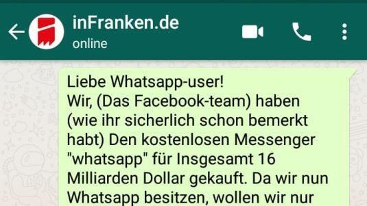 Auf WhatsApp kursieren immer wieder Kettenbriefe, die nichts Gutes verheisen. Damit soll bald Schluss sein, der Messengerdienst plant eine neue Funktion. Symbolbild: Screenshot/inFranken.de