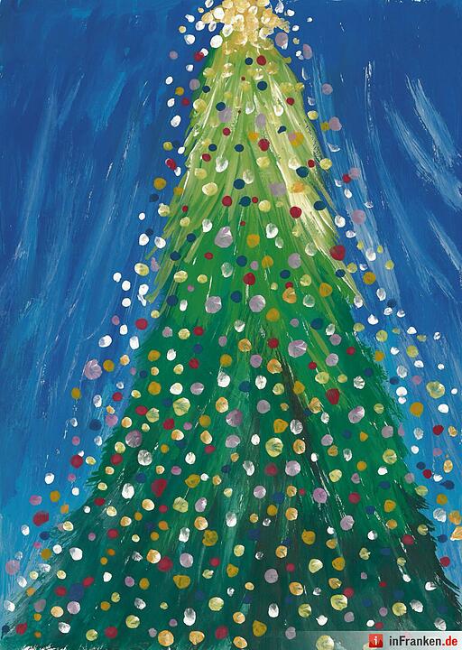 Selbstgemalte Weihnachtsbilder von Kindern aus Franken 2016