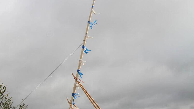 Mit purer Muskelkraft hievten die Wartenfelser ihren Kerwa-Baam empor.