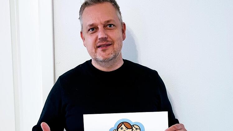 Jörg Schnappauf mit dem &bdquo;Notinsel&ldquo;-Logo