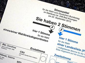 Das ist der Stimmzettel von 2013. Bei der CSU und der SPD tauchen 2017 wieder die gleichen Namen fürs Direktmandat auf.  Foto: Klaus Schmitt