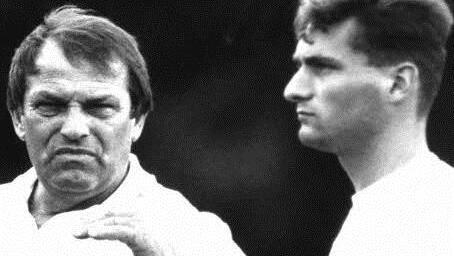 Rudi Eck mit Spieler Ingo Kastner (rechts). Foto: BR-Archiv