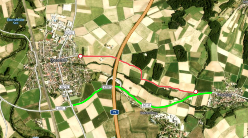 Staatsstra&szlig;e 2187 bei Ebensfeld: Vollsperrung bis Juni