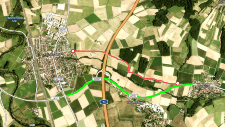 Staatsstra&szlig;e 2187 bei Ebensfeld: Vollsperrung bis Juni