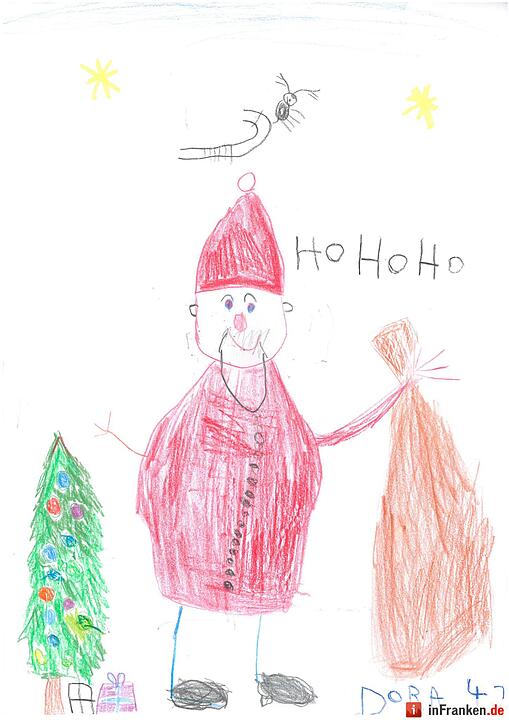 Selbstgemalte Weihnachtsbilder von Kindern aus Franken 2016