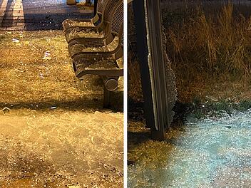 Sachbesch&auml;digung Wetterschutzhaus am Bahnhof Ro&szlig;tal