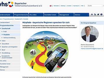 Im Internet wirbt der bayerische Volkshochschulverband für das Projekt "Hörpfade", das auch in Gemeinden des Landkreises Coburg eingeführt werden könnte. Abbildung: Screenshot