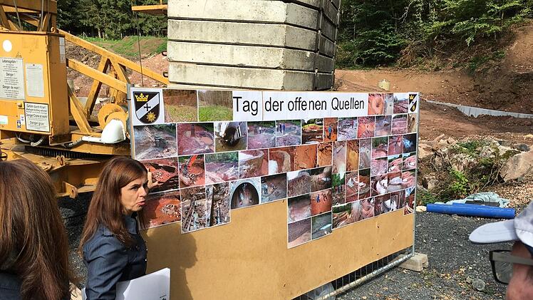 Mächtige Erdarbeiten waren für die Sanierung der beiden Quellen am Leimerfeld nötig. Etliche Bürger zeigten Interesse. Foto: Jochen Vogel