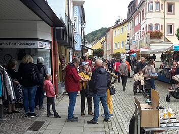 Einheimische und Besucher aus dem Umland nutzten am Sonntag den Bad Brückenauer Herbstmarkt zu einem Bummel durch die Stadt. Die Fußgängerzone in der Ludwigstraße war gut frequentiert. Foto: Rolf Pralle